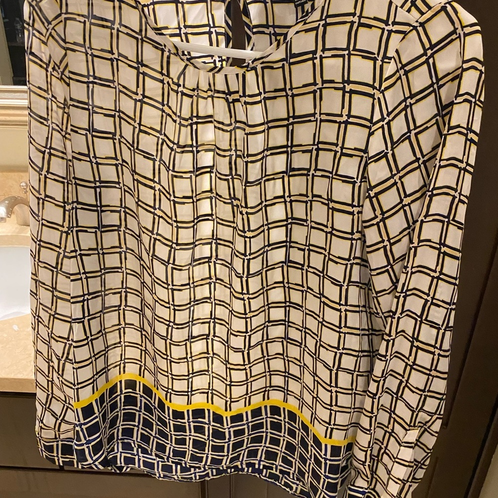 Blue yellow and white plaid blouse - limited - small